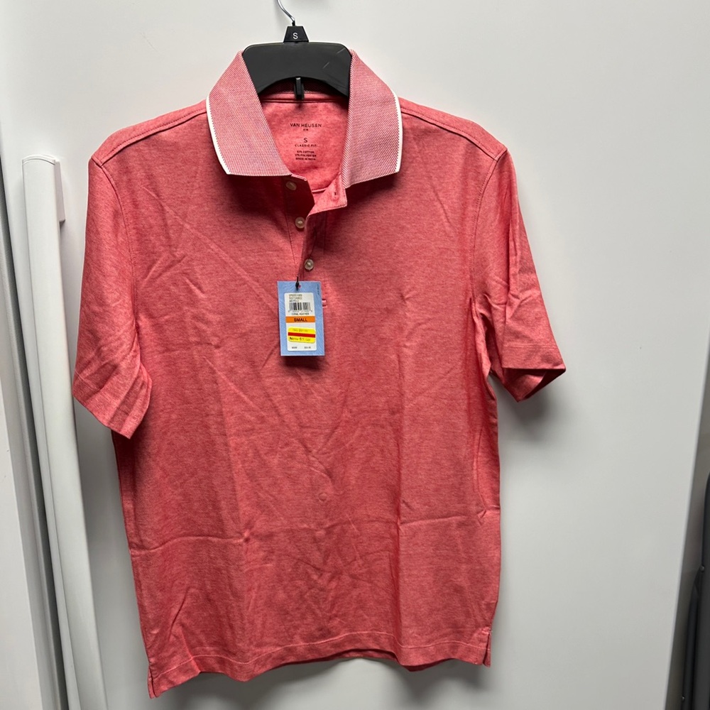 Two Van Heusen Coral and Blue Polo Shirts